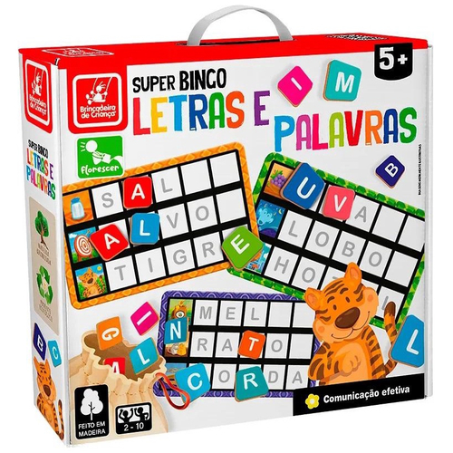 Jogo Educativo Bingo Letras Madeira 90 Peças Infantil - 705