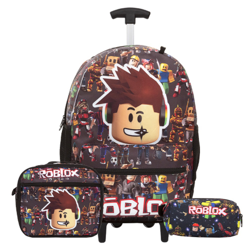 Mochila escolar com Action Figures e Caso Lápis de Roblox no Shoptime