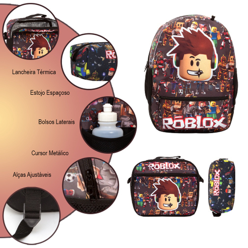 Mochila Masculina Infantil Roblox Rodinhas Lancheira Estojo - Chic Outlet -  Economize com estilo!