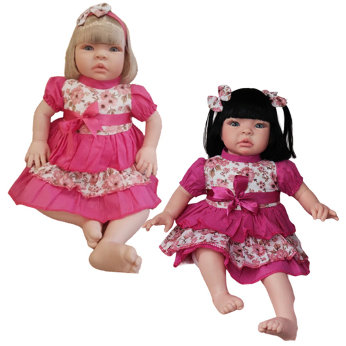 Boneca Bebê Reborn Loira Com Cílios Roupa Rosa 16 itens na Americanas  Empresas