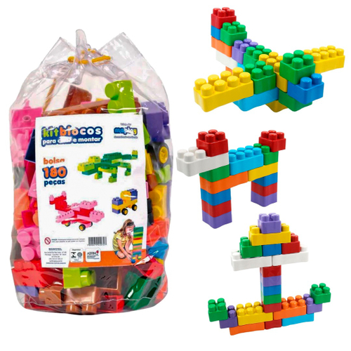 Kit Blocos 180 Peças De Montar Infantil - Maptoy em Promoção na Americanas