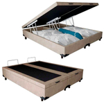 Cama Box Baú Queen Bipartido Blindado Jrm Suede Bege 158x198x42
