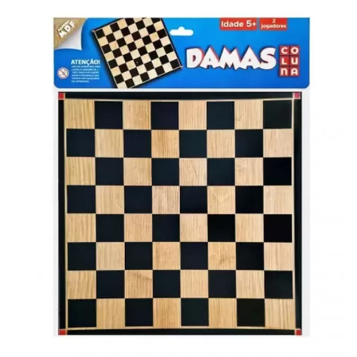 Jogo De Dama Com Tabuleiro De Madeira Mdf + 24 Pecas