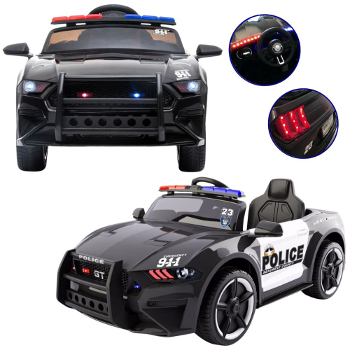 Carro Elétrico de Policia Infantil 12V Recarregável com 3 Velocidades, e,  ENYOPRO, Preto - Dular