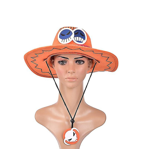 Compre One Piece Portgas D Ace Chapéu Anime Cosplay Chapéu de Cowboy Homens  Mulheres Crianças