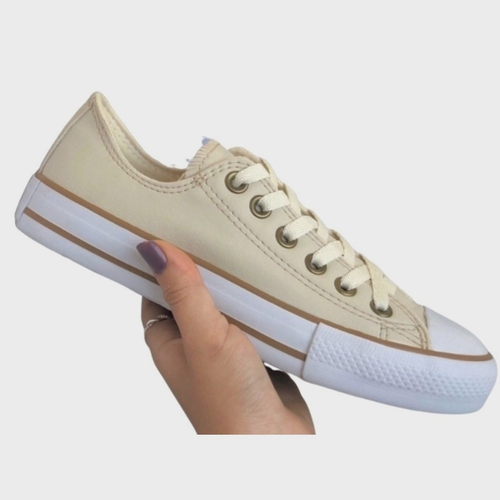 All star plataforma feminino branco couro linha preta - Kepucce Shoes