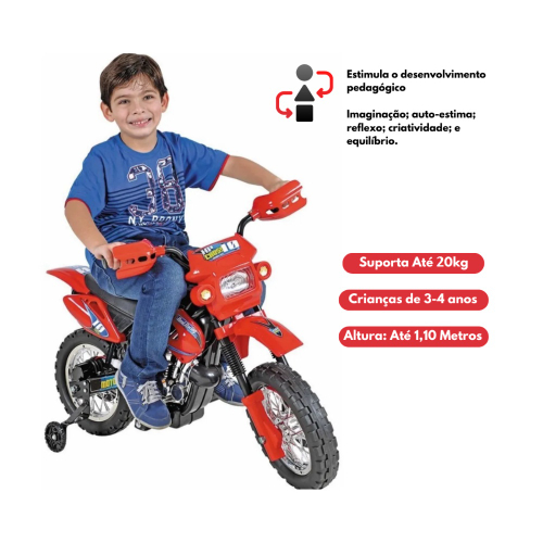 Motinha Motoquinha Infantil Elétrica De Brinquedo - Vermelha