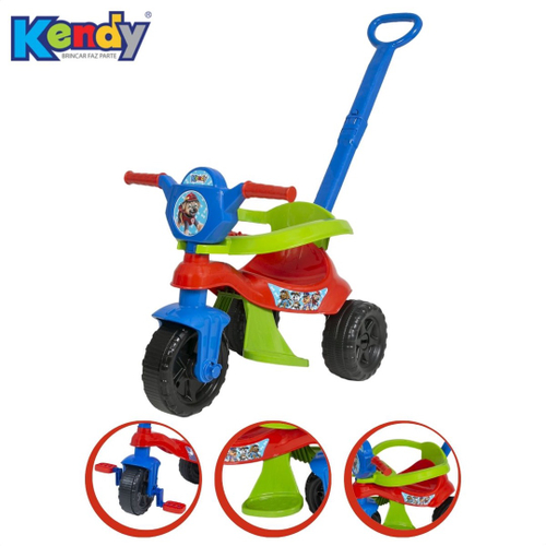 Motoca Triciclo Velotrol Infantil Com Empurrador Menino Azul