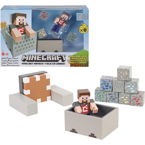 Boneco Blocos De Montar Steve Armadura Diamante Minecraft no Shoptime