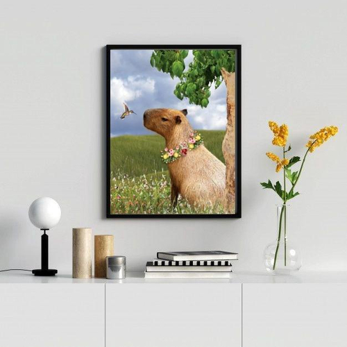 Quadro Capivara Desenho 24x18cm - Vidro e Moldura Preta em Promoção na  Americanas