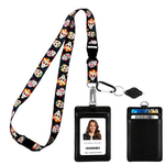 Sugar Skull Day of The Dead Print Lanyard com pu Leather id Badge Holder Wallet. 3 bolsos de cartão, clipe de fuga de segurança, cartão de nota. presente de lanterna de chaveiro Carabiner. Cordão para Cruzeiros e Trabalho