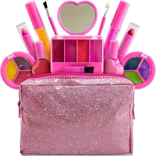 Kit de maquiagem infantil para meninas, conjunto completo de malas