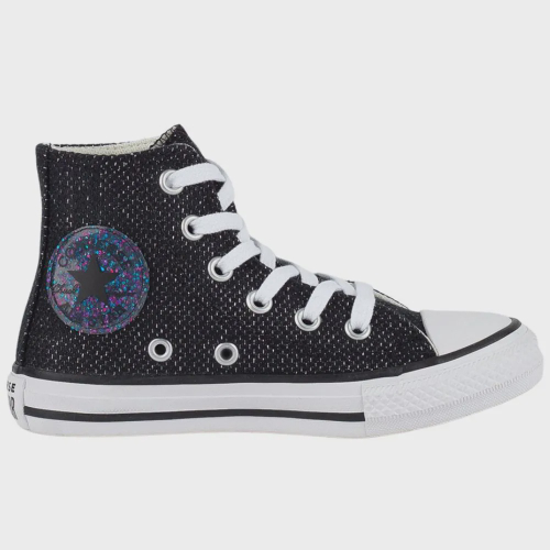 ALL STAR CHUCK TAYLOR ROSA CHICLETE GLITTER CANO LONGO INFANTIL