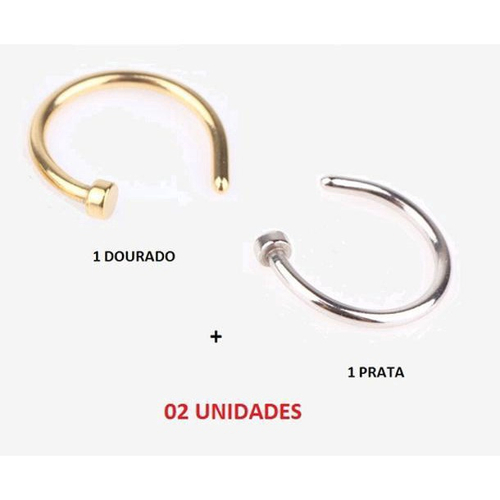 Piercing Argolinha Nariz Septo Falso Fake Preto Prata Dourado Aço