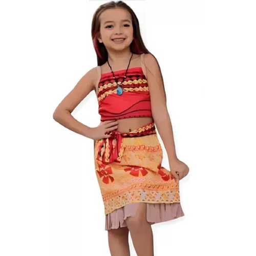 Fantasia Infantil Moana Com Colar Roupa Menina Carnaval