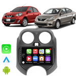 Kit Central Multimidia Carplay Android Auto March Versa 2011 2012 2013 9 Polegadas Gps Integrado Tv Online HD Spotify Bluetooth Waze Wifi Google Voz Assistente e Siri Play Store Loja de Aplicativos