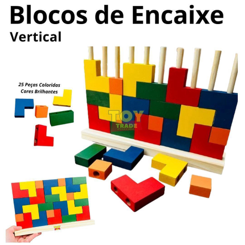 Blocos de Montar de Madeira Multiblocks Colorido 50 Peças