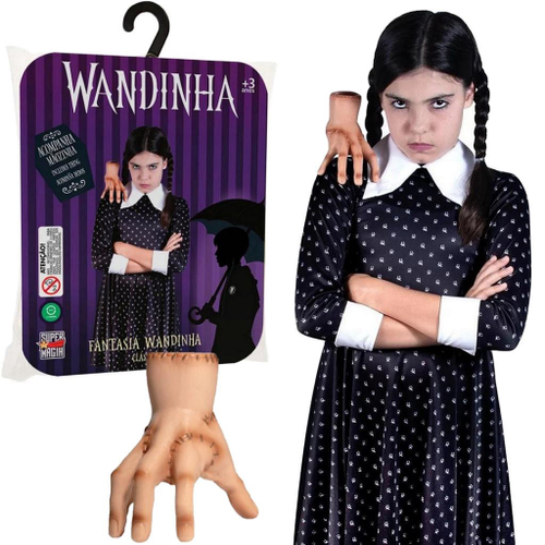 Fantasia Wandinha Familia Addams Vestido Preto Feminino Luxo