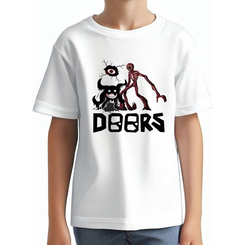 Camiseta infantil adulto Roblox Doors jogo personalizado - Desconto no Preço