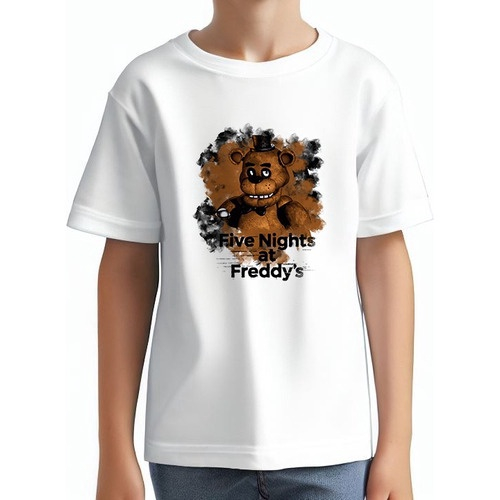 Camisa Infantil Five Night Freddy Pizza Fazbear 100% Algodão