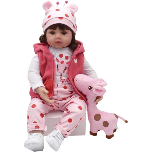 Roupa Para Boneca Bebê Reborn Com Touca Urso Rosa - Shiny Toys