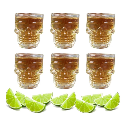 Jogo 6 Copos Caveira Vidro Shot Dose Vodka Skull Tequila Bar 50ml -  HausKraft - LOJAS RENASCER