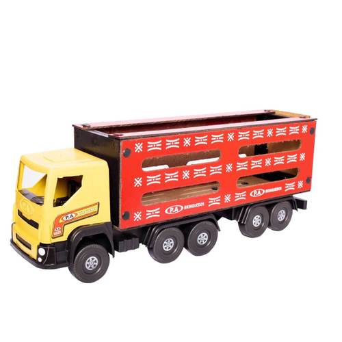 Caminhão Carreta De Brinquedo Iveco Hi-way Tora De Madeira - R$ 61,5