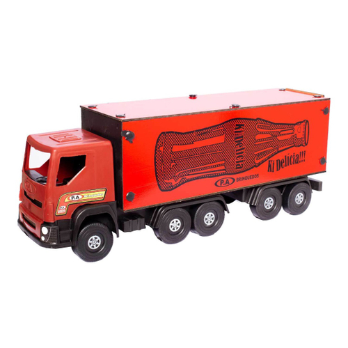 Carreta Bitrem Scania Bau Madeira Brinquedo 7eixo Cocacola