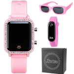 Relógio Barbie Digital Infantil Rosa Kids óculos Ajustavel
