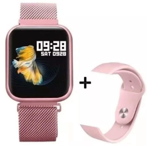 Relógio Lançamento Smart Watch P80 com 2 Pulseiras Rosa - ZION STORE RJ