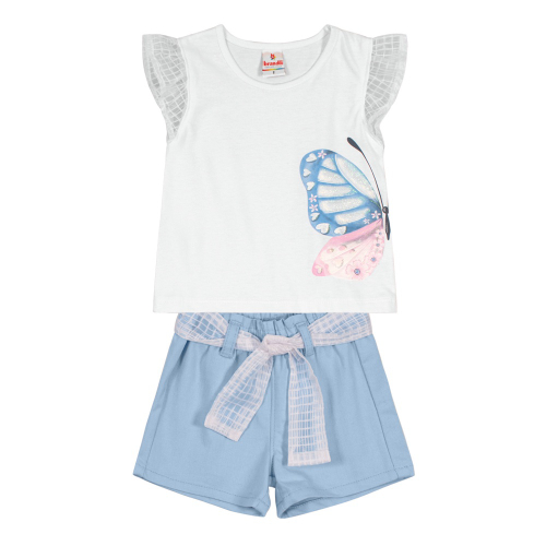 Conjunto Roupa Infantil Brandili Menina Blusa Manga Curta Estampa