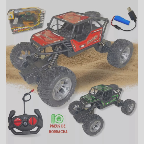 Carrinho Controle Remoto 4x4 Off road Recarregável Grande Trucks