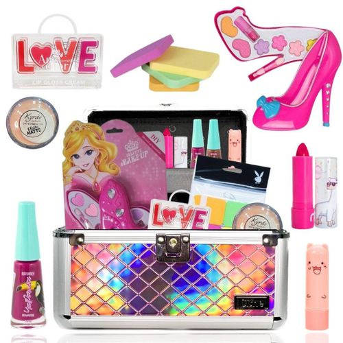 Mala Kit Maquiagem Infantil Barbie Batom Sombra Esmalte