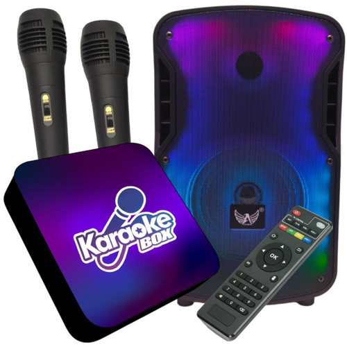 Karaoke Party Box Vermelho +2 Microfones +de 1000 Músicas Com