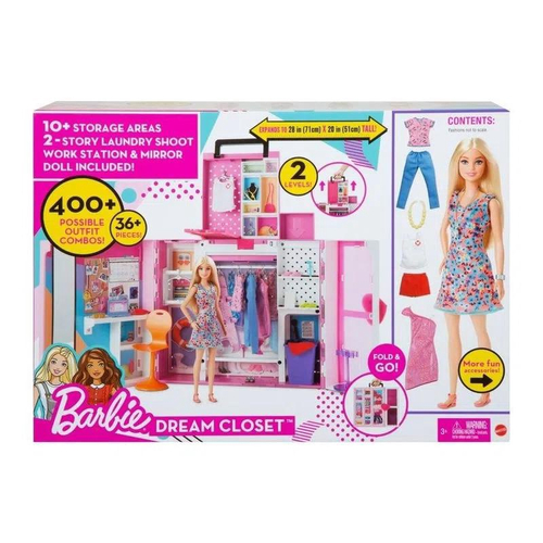 Conjunto Closet Armário De Luxo Da Boneca Menina Loira Barbie - Acompanha  Roupas Roupinhas E Acessórios - Mattel Brinquedos