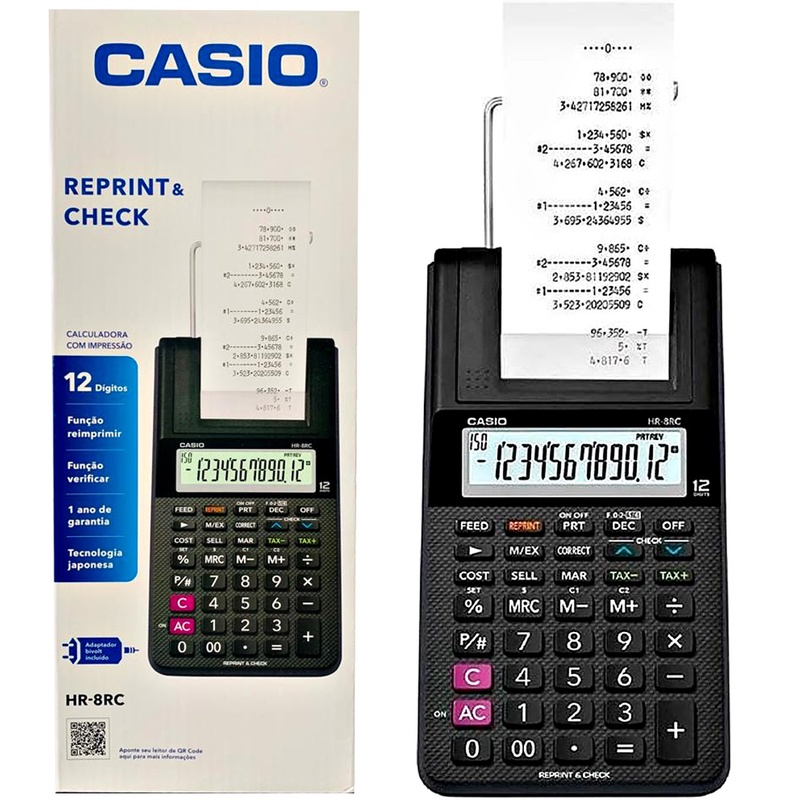 Calculadora Com Bobina Casio HR-8RC Impressão Bivolt Em Promoção Na ...