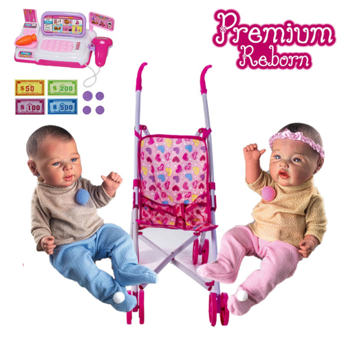 Boneca Reborn Gêmeos Grande 46cm Com Kit Acessórios Infantil em Promoção na  Americanas