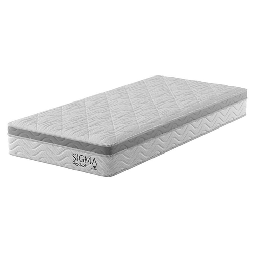 Colchão Solteirão Sigma Molas Ensacadas (22x108x198) Branco e Cinza