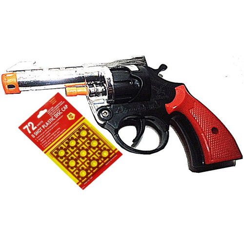 Revolver De Espoleta Brinquedo + 3 Cartelas De Espoleta