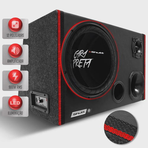 Caixa Bob Vazia P/Alto Falante de 12 (SubWoofer) + 1 Tweeter + 1 Driver + 1  Player C/ Duto de 3 Polegadas - Desconto no Preço