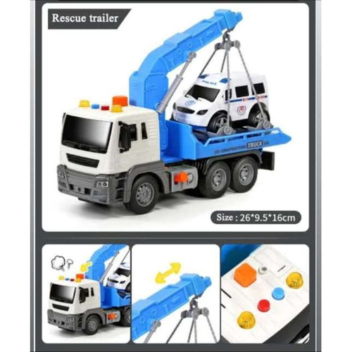 Caminhão Guincho Fricção com Veículo - TruckCar Luz e Som - Azul - 27cm -  1:16 - Yes Toys - superlegalbrinquedos