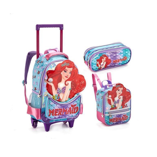 Kit Mochila Escolar Polly Pocket Infantil Rodinhas Tam G Lancheira Térmica  - Colorido