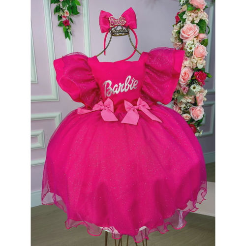 Vestido Infantil Princesa Barbie Rosa Aniversário Temático em Promoção na  Americanas