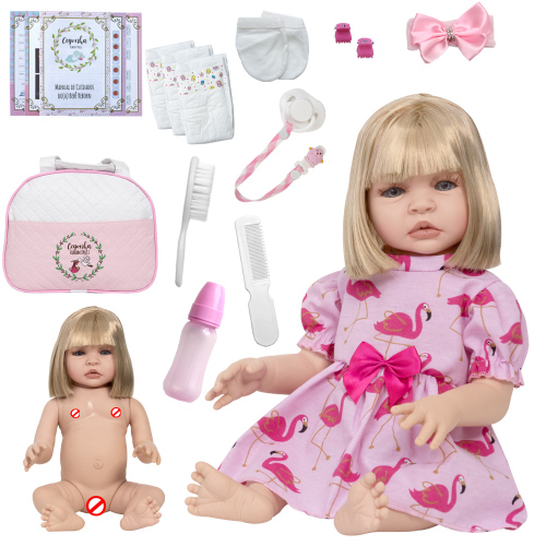 Boneca Bebê Reborn Loira Corpo de Silicone + Enxoval Completo Com Bolsa  Saída de Maternidade Realista em Promoção na Americanas