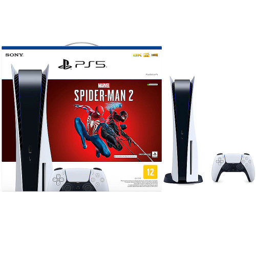 PlayStation 5 Standard Edition Branco + Marvels Spider Man 2 + Controle Sem Fio Dualsense Branco