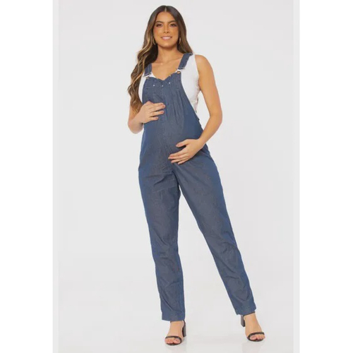 Jardineira jeans feminina para hot sale gravida