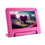 Tablet Multi Kid Pad Rosa com Controle Parental Tela 7 pol 4GB ram 64GB Android 13 Quad Core + Case + Wi-fi - NB411
