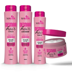 Shampoo Cond Máscara e Leave In Desmaia Hair 4 Produtos