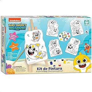 Kit pintura infantil patrulha canina 13 peças cavelete telas