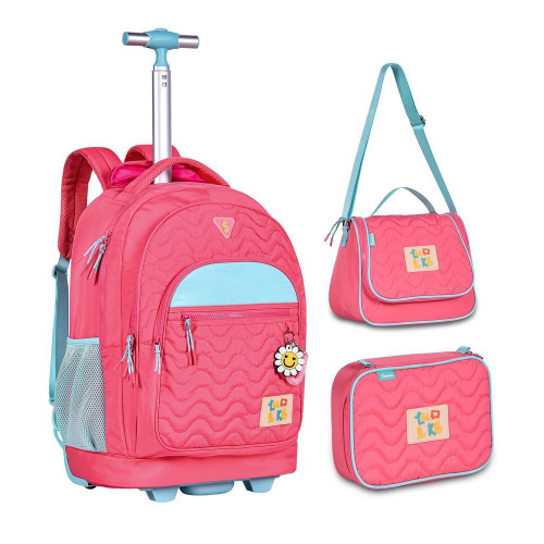 Mochila Escolar Luluca Azul e Rosa - Clio Style - nivalmix